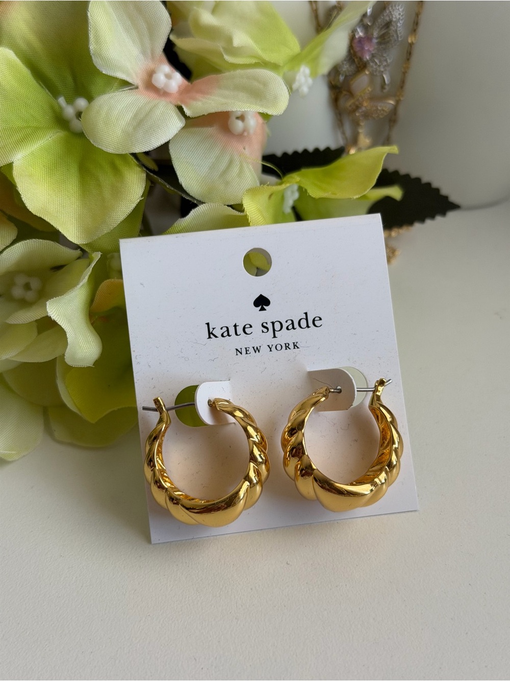 kate spade Gold Twisted Hoop Earrings